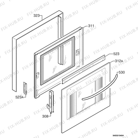 Взрыв-схема плиты (духовки) Zanussi ZHN725X - Схема узла Door 003